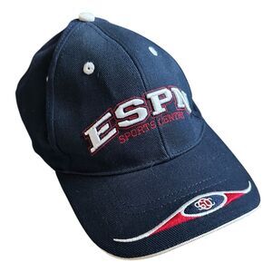 ESPN Sports Center Navy and Red Ball Cap Baseball Hat. Adjustable Back. One size